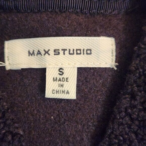 Max Studio Chocolate Brown Fluffy Hook Bar Jacket Size S - Picture 6 of 7
